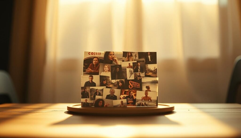 A captivating documentary subject, "หัวข้อสารคดี", takes center stage. Set against a softly blurred background, the focal point is a striking visual representation of the topic - a thought-provoking collage of intriguing imagery. Warm, natural lighting illuminates the scene, casting a contemplative, almost reverent atmosphere. The composition is well-balanced, with elements arranged to guide the viewer's eye across the frame. Subtle textures and muted color tones contribute to an immersive, tactile quality, inviting the viewer to explore the details. This image aims to encapsulate the essence of the "เนื้อหาสาระที่น่าสนใจในบทความ", capturing the captivating nature of the documentary subject matter.