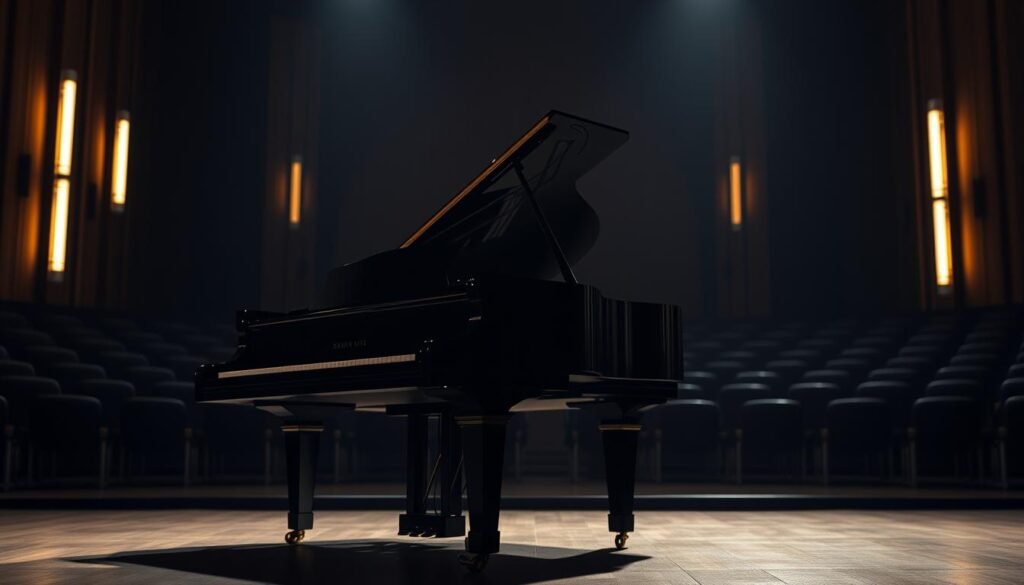 A grand piano nestled within a serene, dimly lit auditorium, its ebony keys and elegant curves casting elegant shadows across the stage. Soft, warm lighting bathes the scene, creating a contemplative, musical atmosphere. In the background, a vague silhouette of a conductor's baton, hinting at the rhythmic foundations of "Do, Re, Mi" - the fundamental building blocks of Western music. The piano stands as a symbol of the profound impact and lasting legacy of this musical motif, inviting the viewer to ponder its universal appeal and timeless allure. A grand piano nestled within a serene, dimly lit auditorium, its ebony keys and elegant curves casting elegant shadows across the stage. Soft, warm lighting bathes the scene, creating a contemplative, musical atmosphere. In the background, a vague silhouette of a conductor's baton, hinting at the rhythmic foundations of "Do, Re, Mi" - the fundamental building blocks of Western music. The piano stands as a symbol of the profound impact and lasting legacy of this musical motif, inviting the viewer to ponder its universal appeal and timeless allure.