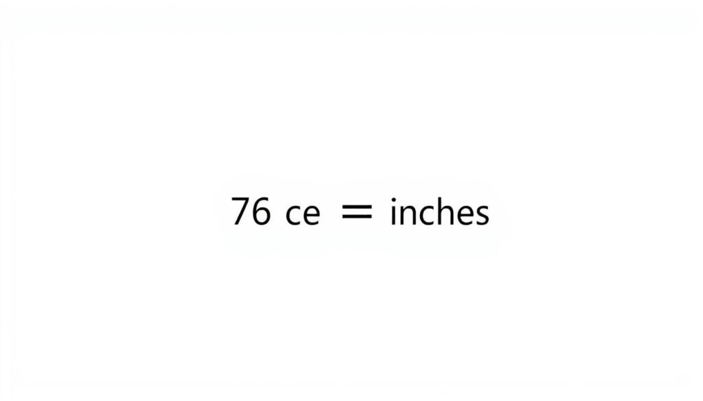 A precise, minimalist diagram showcasing the conversion of 76 centimeters to inches. A clean, technical illustration with crisp, well-defined lines and shapes. Rendered in a neutral, high-contrast color palette against a plain, off-white background. The focus is on the numerical values and conversion, conveying the information in a clear, uncluttered manner. Subtle grid lines or measurement markings provide context without distracting from the central subject. The overall aesthetic is sleek, informative, and visually striking, suitable for inclusion in an educational article. A precise, minimalist diagram showcasing the conversion of 76 centimeters to inches. A clean, technical illustration with crisp, well-defined lines and shapes. Rendered in a neutral, high-contrast color palette against a plain, off-white background. The focus is on the numerical values and conversion, conveying the information in a clear, uncluttered manner. Subtle grid lines or measurement markings provide context without distracting from the central subject. The overall aesthetic is sleek, informative, and visually striking, suitable for inclusion in an educational article.