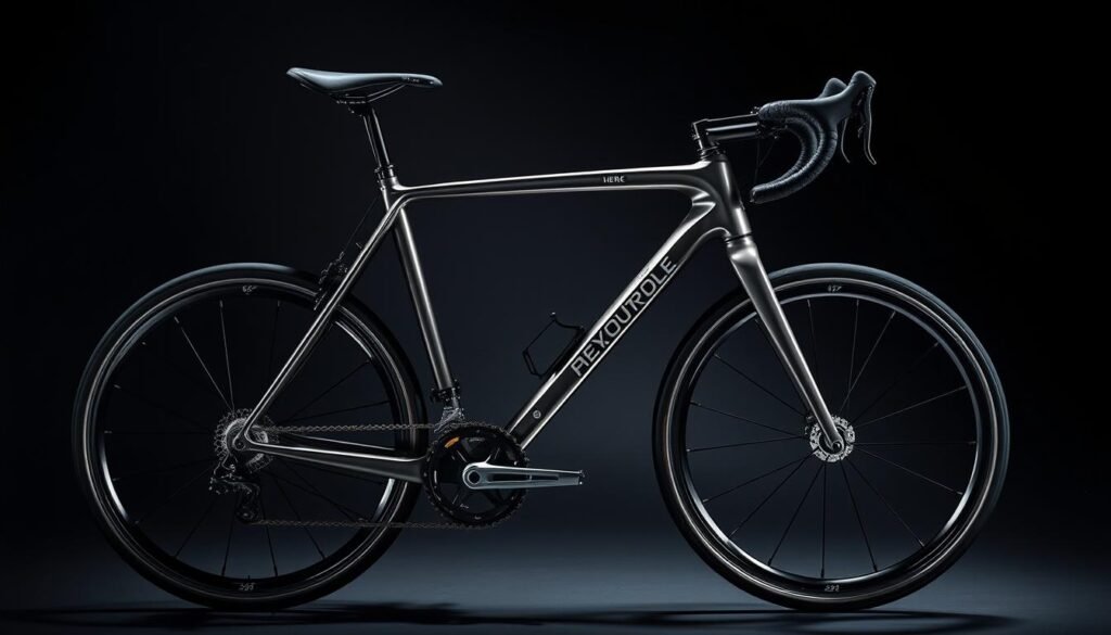 A sleek, modern bicycle frame crafted from advanced, lightweight materials, its curves and angles elegantly showcasing the latest in high-performance cycling technology. Gleaming metal components and precision engineering create a bold, dynamic impression, hinting at the machine's speed and responsiveness. Dramatic studio lighting casts dramatic shadows, emphasizing the frame's dynamic silhouette and highlighting the intricate details of its construction. The overall effect is one of power, efficiency, and cutting-edge design - a fitting representation of the exceptional quality and capabilities of this premium bicycle component. A sleek, modern bicycle frame crafted from advanced, lightweight materials, its curves and angles elegantly showcasing the latest in high-performance cycling technology. Gleaming metal components and precision engineering create a bold, dynamic impression, hinting at the machine's speed and responsiveness. Dramatic studio lighting casts dramatic shadows, emphasizing the frame's dynamic silhouette and highlighting the intricate details of its construction. The overall effect is one of power, efficiency, and cutting-edge design - a fitting representation of the exceptional quality and capabilities of this premium bicycle component.