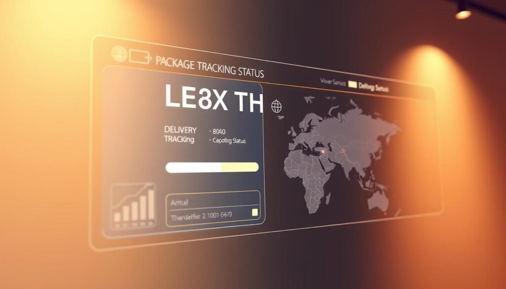 A detailed illustration of a package tracking status display, showcasing the "LEX TH" courier service. The interface features a clean, minimalist design with a prominent tracking number, delivery status indicators, and a geographic map highlighting the package's location during cross-border transit. The scene is bathed in warm, neutral lighting, creating a sense of professionalism and reliability. The composition emphasizes the tracking information, drawing the viewer's attention to the key details that convey the package's movement and delivery progress. The overall mood evokes a reassuring and informative experience for the user, aligning with the article's focus on understanding the package status during the cross-border delivery process. A detailed illustration of a package tracking status display, showcasing the "LEX TH" courier service. The interface features a clean, minimalist design with a prominent tracking number, delivery status indicators, and a geographic map highlighting the package's location during cross-border transit. The scene is bathed in warm, neutral lighting, creating a sense of professionalism and reliability. The composition emphasizes the tracking information, drawing the viewer's attention to the key details that convey the package's movement and delivery progress. The overall mood evokes a reassuring and informative experience for the user, aligning with the article's focus on understanding the package status during the cross-border delivery process.