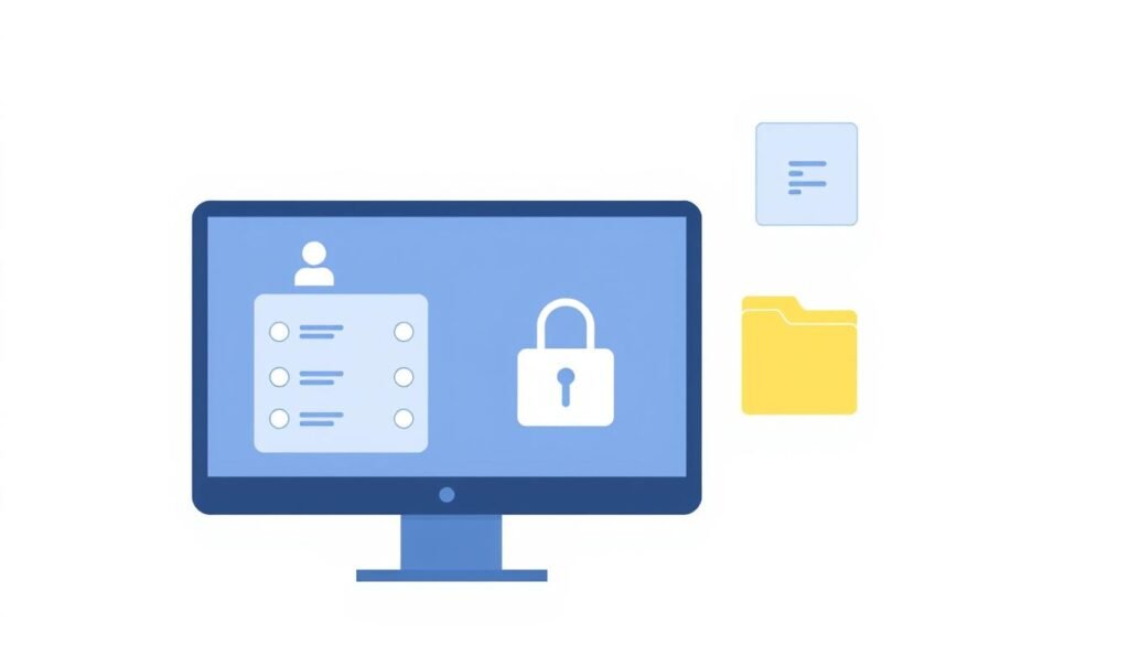 A modern, minimalist illustration of user account management and file access permissions. In the foreground, a sleek computer interface with a login screen and toggles for user roles and file permissions. The middle ground features a clean, geometric representation of file folders and icons, symbolizing organized data access. The background is a soft, neutral gradient, creating a sense of focus and professionalism. The overall mood is one of efficiency, security, and technological sophistication, suitable for the article's subject matter.