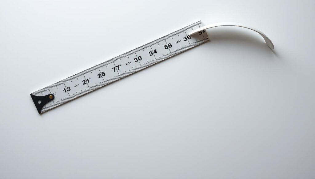 A precise technical diagram showcasing the conversion from centimeters to inches. The image depicts a single measuring tape or ruler laying flat, its markings clear and legible. The tape is positioned diagonally, allowing the viewer to see both the centimeter and inch scales simultaneously. The background is clean and minimalist, with subtle gradients or textures to provide depth and focus on the central object. Soft, even lighting illuminates the scene, casting gentle shadows that accentuate the dimensional qualities of the ruler. The overall mood is one of clarity, precision, and educational purpose, designed to visually explain the fundamental relationship between these two common units of measurement. A precise technical diagram showcasing the conversion from centimeters to inches. The image depicts a single measuring tape or ruler laying flat, its markings clear and legible. The tape is positioned diagonally, allowing the viewer to see both the centimeter and inch scales simultaneously. The background is clean and minimalist, with subtle gradients or textures to provide depth and focus on the central object. Soft, even lighting illuminates the scene, casting gentle shadows that accentuate the dimensional qualities of the ruler. The overall mood is one of clarity, precision, and educational purpose, designed to visually explain the fundamental relationship between these two common units of measurement.