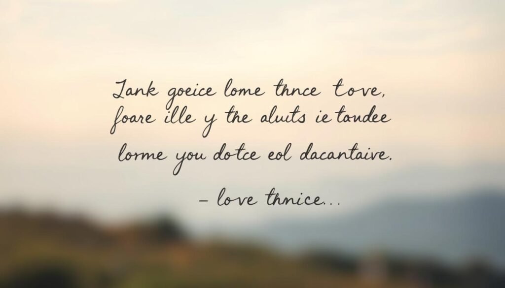 A romantic, handwritten-style illustration of a heartfelt, inspirational quote against a softly blurred, dreamlike background. The quote appears to be handwritten in a flowing cursive script, with a subtle texture and slight imperfections that give it a natural, personal feel. The background features a hazy, pastel-toned landscape with gentle light and a sense of tranquility, evoking feelings of love and contemplation. The overall composition is balanced and visually striking, drawing the viewer's attention to the meaningful quote at the center of the image. A romantic, handwritten-style illustration of a heartfelt, inspirational quote against a softly blurred, dreamlike background. The quote appears to be handwritten in a flowing cursive script, with a subtle texture and slight imperfections that give it a natural, personal feel. The background features a hazy, pastel-toned landscape with gentle light and a sense of tranquility, evoking feelings of love and contemplation. The overall composition is balanced and visually striking, drawing the viewer's attention to the meaningful quote at the center of the image.