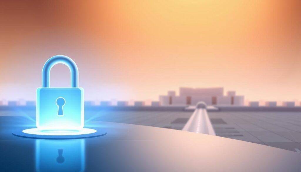 A serene, minimalist illustration showcasing the secure and trustworthy nature of digital data. In the foreground, a sleek, futuristic lock icon radiates a soft blue glow, symbolizing the robustness of data protection protocols. The middle ground features a clean, architectural layout of interconnected data nodes, conveying the reliability and stability of the information infrastructure. In the background, an abstract landscape of geometric patterns and gradient hues evokes a sense of digital elegance and technological advancement. Warm, diffused lighting casts a calm, reassuring atmosphere, instilling a feeling of confidence in the system's data integrity and security. A serene, minimalist illustration showcasing the secure and trustworthy nature of digital data. In the foreground, a sleek, futuristic lock icon radiates a soft blue glow, symbolizing the robustness of data protection protocols. The middle ground features a clean, architectural layout of interconnected data nodes, conveying the reliability and stability of the information infrastructure. In the background, an abstract landscape of geometric patterns and gradient hues evokes a sense of digital elegance and technological advancement. Warm, diffused lighting casts a calm, reassuring atmosphere, instilling a feeling of confidence in the system's data integrity and security.