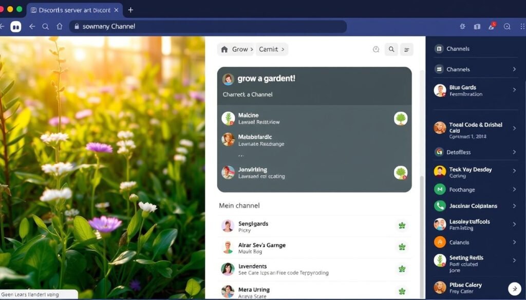 A vibrant and organized Discord server, with a clean and modern interface. The main channel displays a lush, verdant garden scene with flourishing plants and flowers, reflecting the "grow a garden" theme. The server's sidebar showcases a range of channels, each denoted by soothing plant icons, inviting users to explore the free code updates and tricks. Warm, natural lighting casts a serene glow, while the camera angle provides a comprehensive view of the server's layout and functionality. The overall atmosphere exudes a sense of productivity, community, and a welcoming environment for software enthusiasts. A vibrant and organized Discord server, with a clean and modern interface. The main channel displays a lush, verdant garden scene with flourishing plants and flowers, reflecting the "grow a garden" theme. The server's sidebar showcases a range of channels, each denoted by soothing plant icons, inviting users to explore the free code updates and tricks. Warm, natural lighting casts a serene glow, while the camera angle provides a comprehensive view of the server's layout and functionality. The overall atmosphere exudes a sense of productivity, community, and a welcoming environment for software enthusiasts.