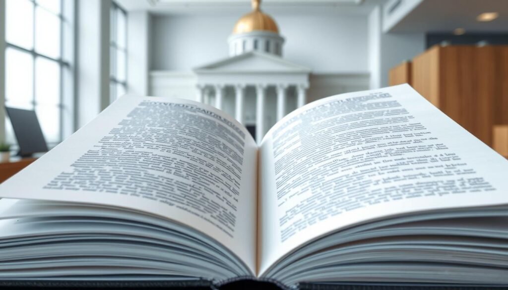 a highly detailed, photo-realistic digital illustration of an open book with clean, crisp pages in the foreground, set against a softly blurred background of an administrative office or government building. The pages should have a tactile quality, with subtle textures and faint grid lines visible. The lighting should be natural and slightly diffused, creating soft shadows and highlights that enhance the three-dimensional feel of the book. The composition should draw the viewer's attention to the open book, conveying a sense of professionalism, order, and officialdom appropriate for the subject matter of the article. a highly detailed, photo-realistic digital illustration of an open book with clean, crisp pages in the foreground, set against a softly blurred background of an administrative office or government building. The pages should have a tactile quality, with subtle textures and faint grid lines visible. The lighting should be natural and slightly diffused, creating soft shadows and highlights that enhance the three-dimensional feel of the book. The composition should draw the viewer's attention to the open book, conveying a sense of professionalism, order, and officialdom appropriate for the subject matter of the article.