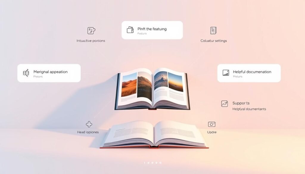 A clean, minimalist digital illustration showcasing a modern flipbook interface. In the center, a sleek, interactive flipbook displaying a dynamic sequence of digital pages. Surrounding it, an elegant arrangement of intuitive features and support tools - upload options, customization settings, and helpful documentation. The scene is bathed in a warm, soft lighting, creating a polished, user-friendly atmosphere. The overall composition emphasizes the seamless integration of digital and physical media, highlighting the versatility and user-friendly nature of the flipbook experience. A clean, minimalist digital illustration showcasing a modern flipbook interface. In the center, a sleek, interactive flipbook displaying a dynamic sequence of digital pages. Surrounding it, an elegant arrangement of intuitive features and support tools - upload options, customization settings, and helpful documentation. The scene is bathed in a warm, soft lighting, creating a polished, user-friendly atmosphere. The overall composition emphasizes the seamless integration of digital and physical media, highlighting the versatility and user-friendly nature of the flipbook experience.
