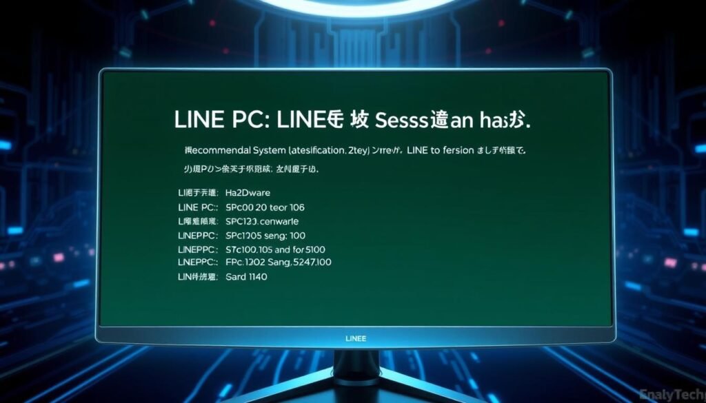 A high-tech digital display showcasing the recommended system specifications for running the latest version of the LINE PC application. The foreground features a sleek, futuristic computer monitor with a clean, minimalist design, displaying the key hardware and software requirements in a clear, easy-to-read format. The background is a luminous, gradient-filled environment, with subtle technological elements like circuitry and data streams providing a sense of advanced computing capabilities. The overall composition conveys a sense of professionalism, efficiency, and the seamless integration of technology into everyday life. A high-tech digital display showcasing the recommended system specifications for running the latest version of the LINE PC application. The foreground features a sleek, futuristic computer monitor with a clean, minimalist design, displaying the key hardware and software requirements in a clear, easy-to-read format. The background is a luminous, gradient-filled environment, with subtle technological elements like circuitry and data streams providing a sense of advanced computing capabilities. The overall composition conveys a sense of professionalism, efficiency, and the seamless integration of technology into everyday life.