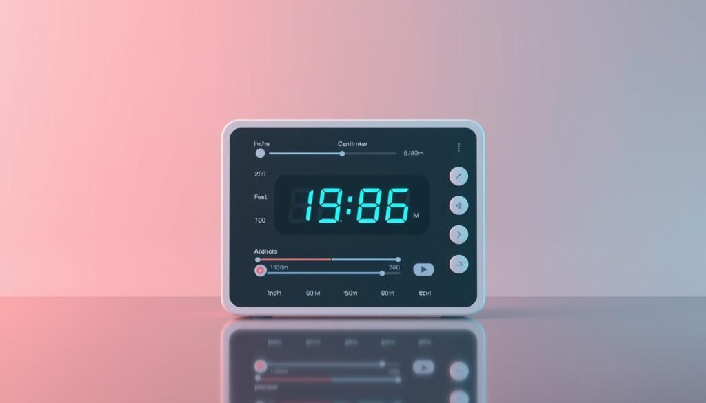A modern, clean-looking unit conversion tool with a sleek, minimalist interface. The foreground features various measurement units (inches, centimeters, feet, meters, etc.) arranged in a grid-like display, with intuitive conversion sliders and toggles. The middle ground showcases the digital readout panel, displaying the real-time conversion results in a clear, easy-to-read format. The background has a subtle, gradient-based color scheme that complements the overall aesthetic, creating a sense of depth and professionalism. Realistic lighting and reflections add to the sense of depth and dimensionality, while the camera angle provides a slightly elevated, three-quarter view to capture the tool's functionality and design. A modern, clean-looking unit conversion tool with a sleek, minimalist interface. The foreground features various measurement units (inches, centimeters, feet, meters, etc.) arranged in a grid-like display, with intuitive conversion sliders and toggles. The middle ground showcases the digital readout panel, displaying the real-time conversion results in a clear, easy-to-read format. The background has a subtle, gradient-based color scheme that complements the overall aesthetic, creating a sense of depth and professionalism. Realistic lighting and reflections add to the sense of depth and dimensionality, while the camera angle provides a slightly elevated, three-quarter view to capture the tool's functionality and design.