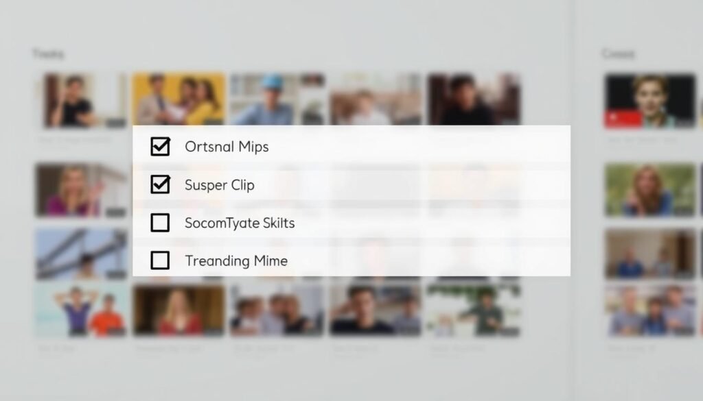 A modern, minimalist checklist interface with a clean, white background. In the foreground, a neatly organized list of checkboxes and text labels, representing different video content categories such as "Viral Clips", "Comedy Skits", and "Trending Memes". The middle ground features a subtle grid or tile layout, hinting at the diverse array of video thumbnails available. The background has a soft, blurred effect, emphasizing the focal point of the checklist. The overall aesthetic is sleek, intuitive, and designed to guide the viewer through the process of staying up-to-date with the latest comedy video trends. A modern, minimalist checklist interface with a clean, white background. In the foreground, a neatly organized list of checkboxes and text labels, representing different video content categories such as "Viral Clips", "Comedy Skits", and "Trending Memes". The middle ground features a subtle grid or tile layout, hinting at the diverse array of video thumbnails available. The background has a soft, blurred effect, emphasizing the focal point of the checklist. The overall aesthetic is sleek, intuitive, and designed to guide the viewer through the process of staying up-to-date with the latest comedy video trends.