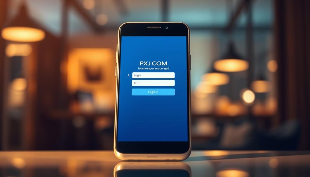 A modern smartphone with a sleek metallic casing, its screen displaying the PXJ COM login interface against a blurred background of a stylish office environment. Warm, directional lighting illuminates the device, casting subtle shadows that accentuate its elegant form. The composition is centered, drawing the viewer's attention to the phone's intuitive user interface, ready to facilitate easy access to the PXJ COM platform on the go. A modern smartphone with a sleek metallic casing, its screen displaying the PXJ COM login interface against a blurred background of a stylish office environment. Warm, directional lighting illuminates the device, casting subtle shadows that accentuate its elegant form. The composition is centered, drawing the viewer's attention to the phone's intuitive user interface, ready to facilitate easy access to the PXJ COM platform on the go.