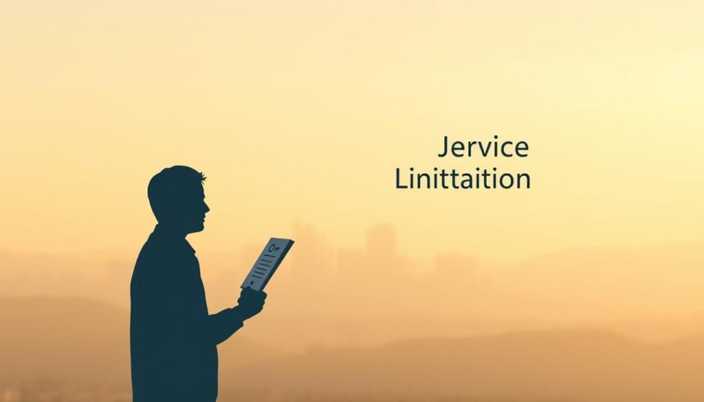 A serene and minimalist illustration depicting the concept of "service limitations". In the foreground, a simple silhouette of a person contemplating a list of restrictions or guidelines, represented by a crisp, text-based element. The middle ground features a softly blurred cityscape, hinting at the regional context. The background is a tranquil, neutral gradient, evoking a sense of balance and thoughtfulness. The lighting is warm and diffused, creating a contemplative mood. The composition is clean and uncluttered, allowing the central focus to shine. The overall aesthetic is designed to be informative yet visually appealing, complementing the article's subject matter.