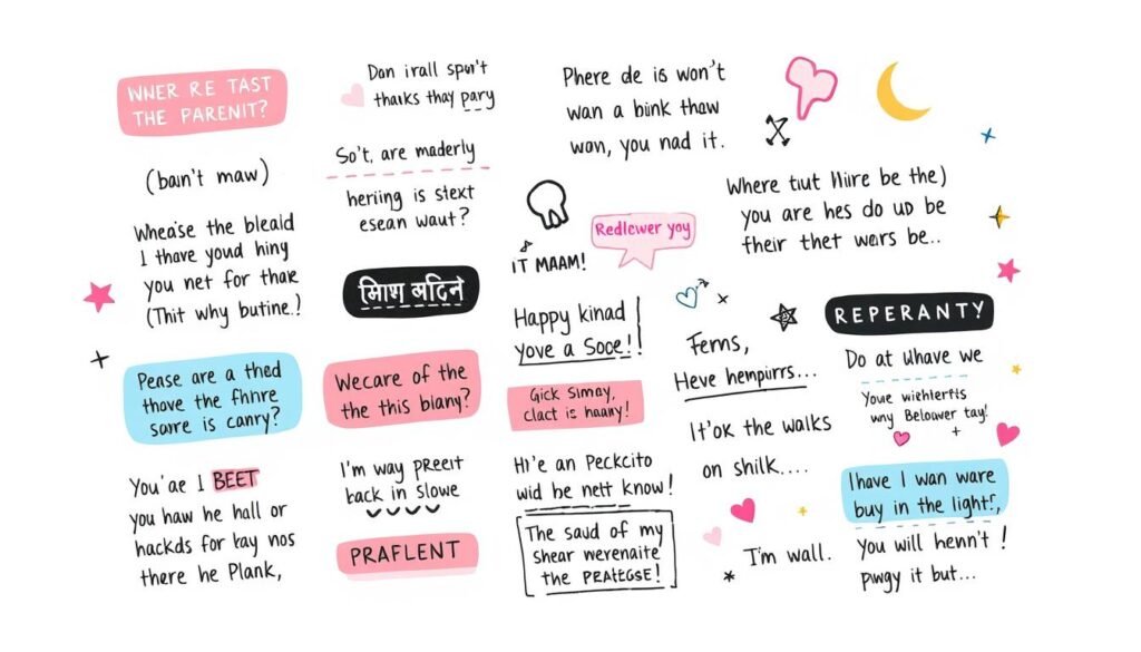 A vibrant, hand-drawn aesthetic digital illustration depicting several concise, witty, and humorous social media posts or captions. The foreground features a dynamic arrangement of varying text styles, sizes, and colors, conveying a sense of spontaneity and playfulness. The middle ground showcases a diverse array of creative visual elements, such as doodles, sketches, and abstract shapes, complementing the textual content. The background employs a soft, pastel-toned color palette, creating a whimsical and inviting atmosphere. The overall composition exudes a lighthearted, casual, and relatable vibe, perfectly capturing the essence of "คํา คม กวน ๆ สั้น ๆ โพสต์ได้ทันที". A vibrant, hand-drawn aesthetic digital illustration depicting several concise, witty, and humorous social media posts or captions. The foreground features a dynamic arrangement of varying text styles, sizes, and colors, conveying a sense of spontaneity and playfulness. The middle ground showcases a diverse array of creative visual elements, such as doodles, sketches, and abstract shapes, complementing the textual content. The background employs a soft, pastel-toned color palette, creating a whimsical and inviting atmosphere. The overall composition exudes a lighthearted, casual, and relatable vibe, perfectly capturing the essence of "คํา คม กวน ๆ สั้น ๆ โพสต์ได้ทันที".